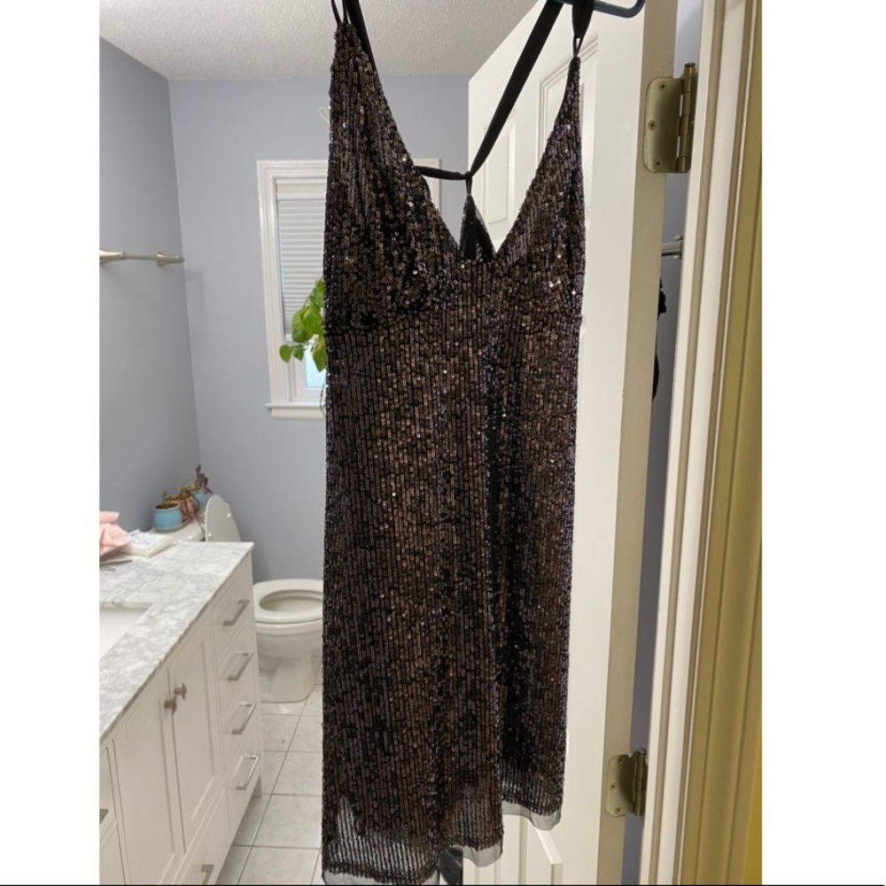 free people sequin mini dress w adjustable straps